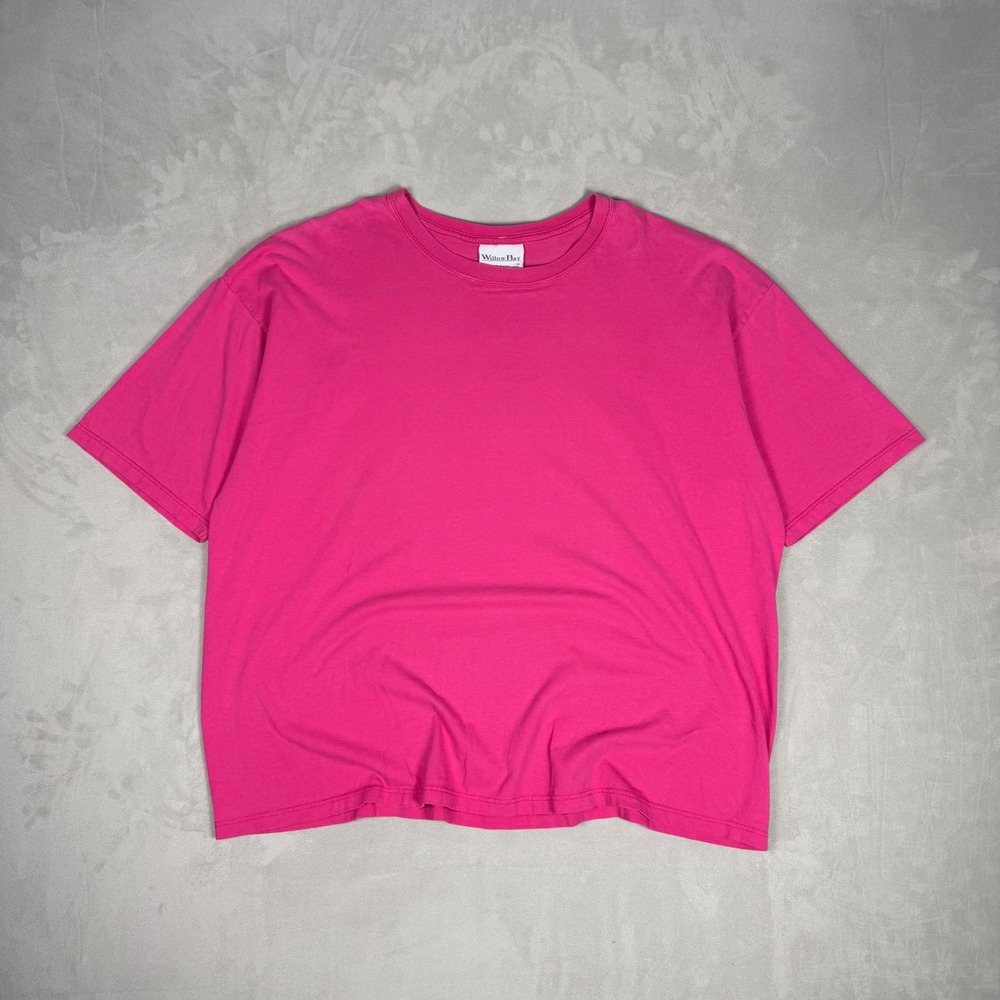90s Mens Willow Bay Blank Oversized T-Shirt Hot Pink XL